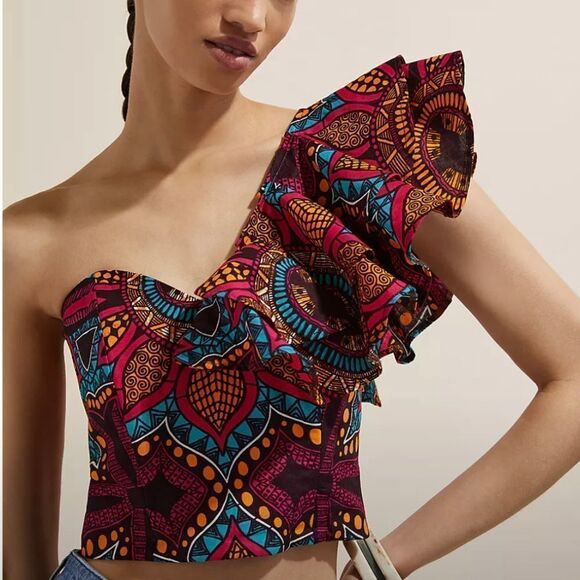 🔥HOST PICK🔥SIKA x Anthropologie Ruffled One-Shoulder Blouse - Picture 1 of 6